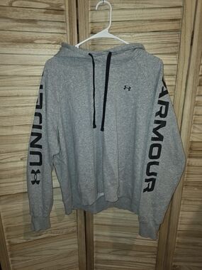 Under Armour Women's Crop Gray Logo Hoodie Sweatshirt